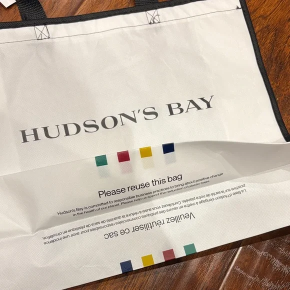 NEW Hudson’s Bay Company HBC multistripes White shopping Tote Bag - Medium size - Picture 2 of 4